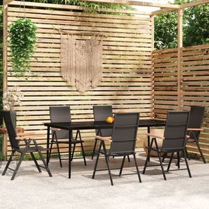 vidaXL Set de mobilier pentru grădină, 7 piese, negru imagine