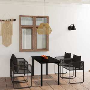 vidaXL Set de servit masa pentru grădină, 5 piese, negru imagine