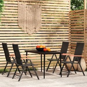 vidaXL Set de servit masa pentru grădină, 5 piese, negru imagine