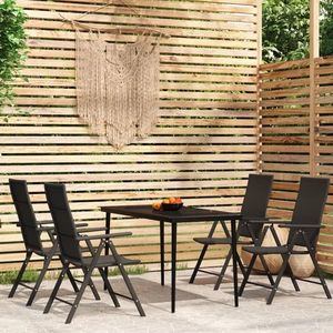 vidaXL Set de servit masa pentru grădină, 5 piese, negru imagine