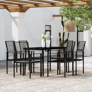 vidaXL Set de servit masa pentru grădină, 7 piese, negru imagine