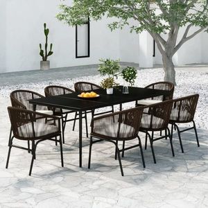 vidaXL Set de mobilier pentru grădină, 9 piese, maro imagine