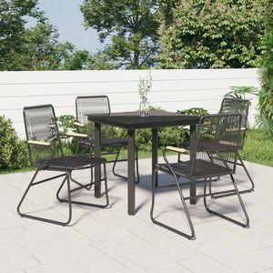 vidaXL Set mobilier de grădină, 5 piese, negru, ratan PVC imagine