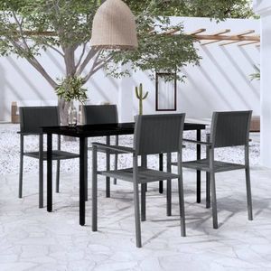 vidaXL Set de servit masa pentru grădină, 5 piese, negru imagine