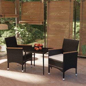 vidaXL Set mobilier de grădină cu perne, 3 piese, negru imagine