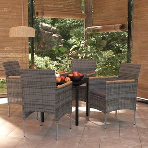 vidaXL Set de servit masa pentru grădină, 5 piese, gri și negru imagine