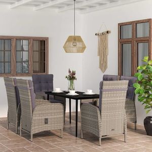 vidaXL Set de servit masa pentru grădină, 7 piese, gri și negru imagine