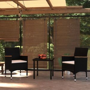 vidaXL Set mobilier de grădină cu perne, 3 piese, negru imagine