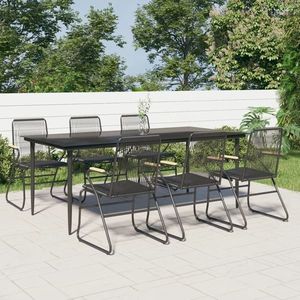 vidaXL Set mobilier de grădină, 7 piese, negru, ratan PVC imagine