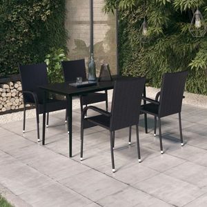 vidaXL Set de servit masa pentru grădină, 5 piese, negru imagine