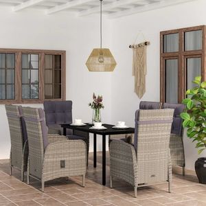 vidaXL Set de servit masa pentru grădină, 7 piese, gri și negru imagine