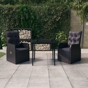 vidaXL Set mobilier de grădină cu perne, 3 piese, negru imagine