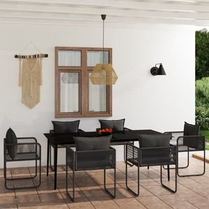 vidaXL Set de servit masa pentru grădină, 7 piese, negru imagine