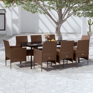 vidaXL Set mobilier de grădină cu perne, 9 piese, maro și negru imagine