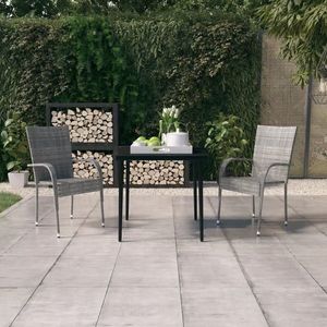 vidaXL Set mobilier de grădină, 3 piese, gri și negru imagine