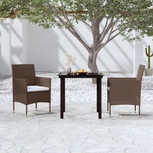 vidaXL Set mobilier de grădină, cu perne, 3 piese, maro și negru imagine