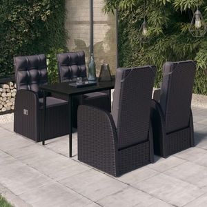 vidaXL Set masă pentru grădină, 5 piese, cu perne, negru imagine