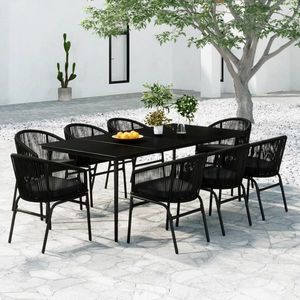 vidaXL Set mobilier de grădină, 9 piese, negru imagine