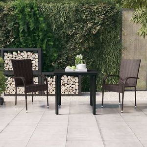 vidaXL Set mobilier de grădină, 3 piese, maro și negru imagine