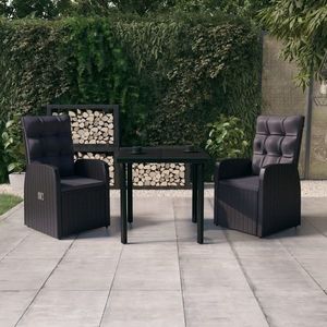 vidaXL Set mobilier de grădină cu perne, 3 piese, negru imagine