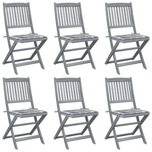 vidaXL Scaune pliante de exterior cu perne 6 buc. lemn masiv de acacia imagine