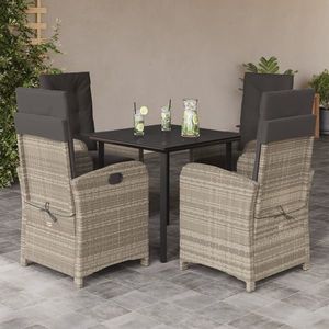 vidaXL Set mobilier de grădină cu perne, 5 piese gri deschis poliratan imagine