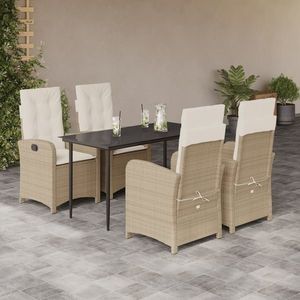 vidaXL Set mobilier de grădină cu perne, 5 piese, bej, poliratan imagine