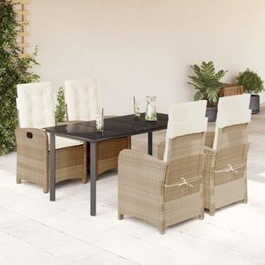 vidaXL Set mobilier de grădină cu perne, 5 piese, bej, poliratan imagine