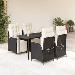 vidaXL Set mobilier de grădină cu perne, 5 piese, negru, poliratan imagine