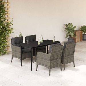 vidaXL Set mobilier de grădină cu perne, 5 piese, gri, poliratan imagine