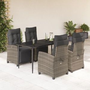 vidaXL Set mobilier de grădină cu perne, 5 piese, gri, poliratan imagine