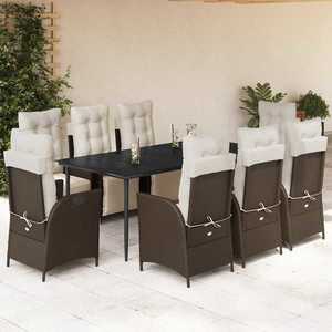 vidaXL Set mobilier de grădină cu perne, 9 piese, maro, poliratan imagine