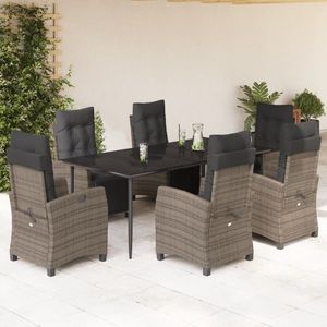 vidaXL Set mobilier de grădină cu perne, 7 piese, gri, poliratan imagine