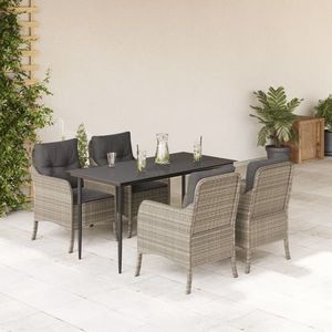 vidaXL Set mobilier de grădină cu perne, 5 piese gri deschis poliratan imagine