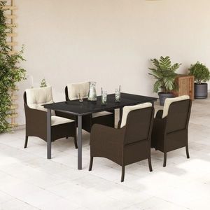 vidaXL Set mobilier de grădină, 5 piese, cu perne, maro, poliratan imagine