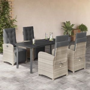 vidaXL Set mobilier de grădină cu perne, 5 piese gri deschis poliratan imagine