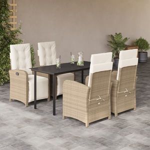 vidaXL Set mobilier de grădină cu perne, 5 piese, bej, poliratan imagine