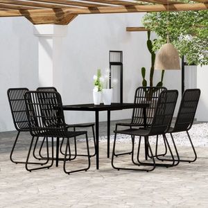 vidaXL Set de servit masa pentru grădină, 7 piese, negru imagine