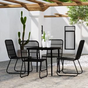 vidaXL Set de servit masa pentru grădină, 5 piese, negru imagine