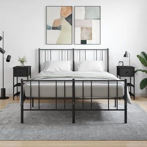 vidaXL Noptiere, 2 buc., negru, 34x36x70 cm, lemn compozit imagine