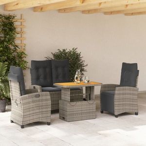vidaXL Set mobilier de grădină cu perne, 4 piese, gri, poliratan imagine