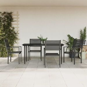 vidaXL Set mobilier de grădină, 5 piese, negru, oțel și textilenă imagine