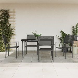 vidaXL Set mobilier de grădină, 5 piese, negru, oțel și textilenă imagine