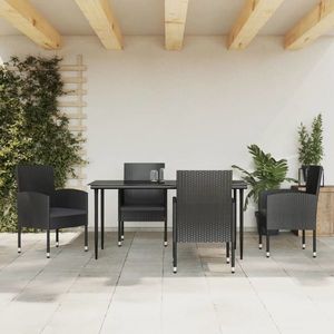 vidaXL Set mobilier de grădină, 5 piese, negru, poliratan și oțel imagine