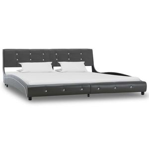 vidaXL Cadru de pat, gri, 180x200 cm, piele ecologică imagine