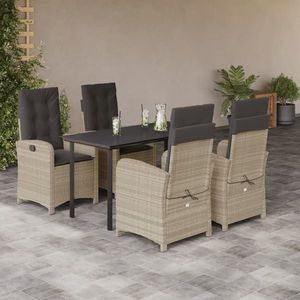 vidaXL Set mobilier de grădină cu perne, 5 piese gri deschis poliratan imagine
