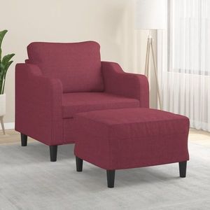 vidaXL Fotoliu canapea cu taburet, roșu vin, 60 cm, material textil imagine