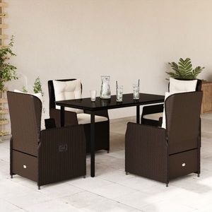 vidaXL Set mobilier de grădină, 5 piese, cu perne, maro, poliratan imagine