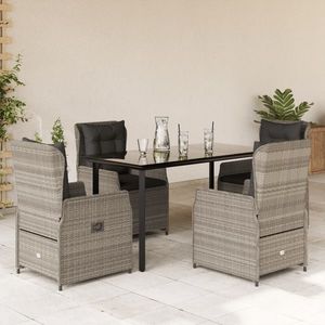 vidaXL Set mobilier de grădină cu perne, 5 piese gri deschis poliratan imagine