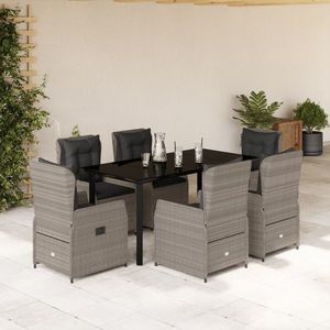 vidaXL Set mobilier de grădină cu perne, 7 piese gri deschis poliratan imagine